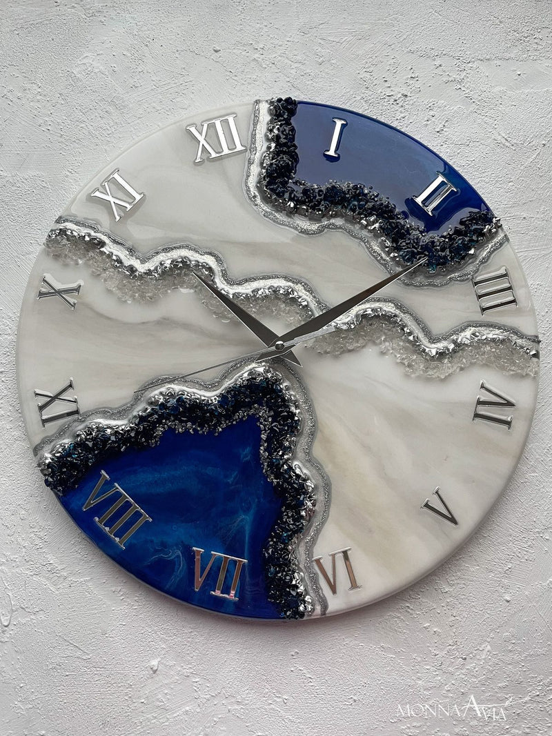 Blue Pearl Resin clock